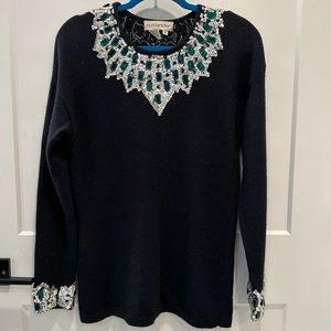 Vintage Outlander  Sweater Silk Angora Rabbit Hair Sequins Rhinestones S…